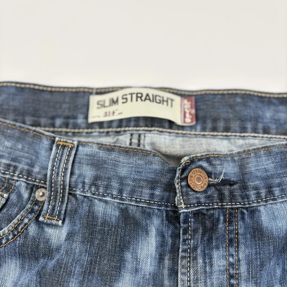 Levi's 514 Men's Jeans 36x32 Bleached Denim Slim Straight Fit Distressed